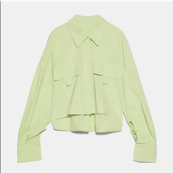 Zara | Tops | Zara Apple Green Poplin 